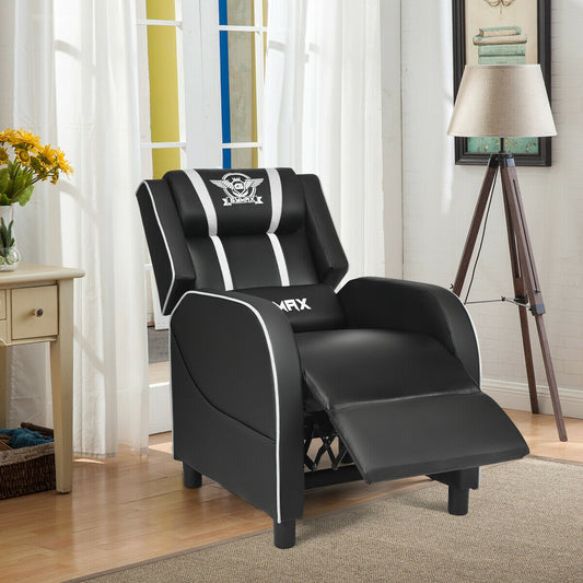 Massage Racing Gaming Single Recliner Chair, White Gaming Chairs White at Gallery Canada