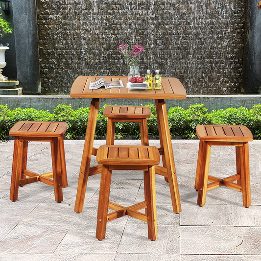 Acacia Patio Dining Set, 5 Pieces, Brown