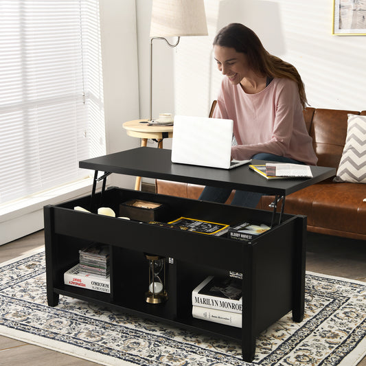 Lift Top Coffee Table, Hidden Storage, Black Coffee Tables Black at Gallery Canada