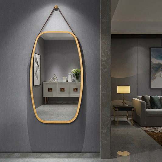 30 Inch Modern Rectangle Wall Mirror, Natural Wall Mirrors Natural at Gallery Canada