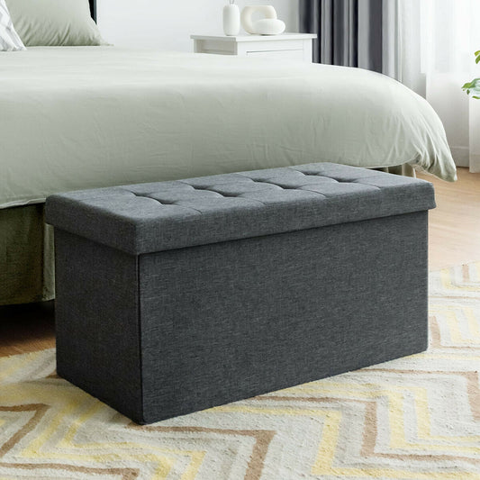 31.5 Inch Foldable Fabric Storage, Removable Bin, Dark Gray Shoe Racks & Storage Benches Dark Gray at Gallery Canada