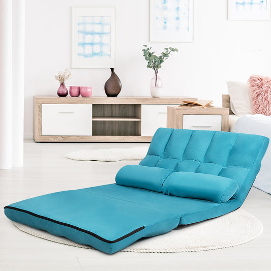 Foldable 6-Position Adjustable Lounge Couch, Blue Floor Chairs Blue at Gallery Canada