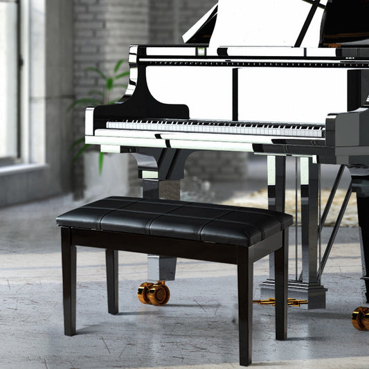 Solid Wood PU Leather Piano Bench, Double Duet Keyboard, Black Pianos & Keyboards Black at Gallery Canada
