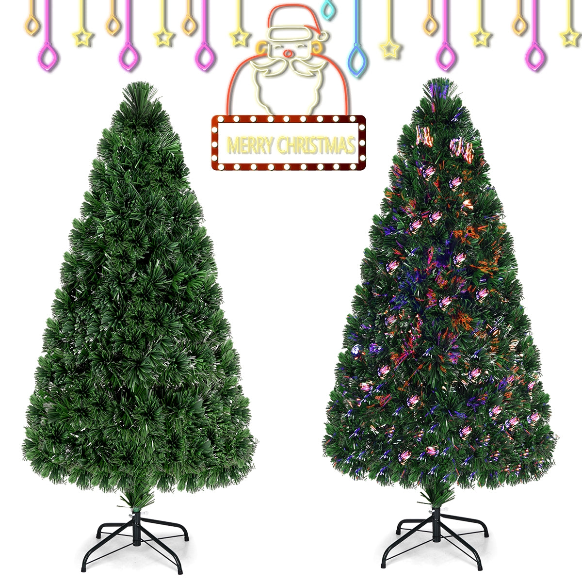 Artificial Pre-Lit Fiber Optic PVC Christmas Tree-5 ft, Green Christmas Tree at Gallery Canada