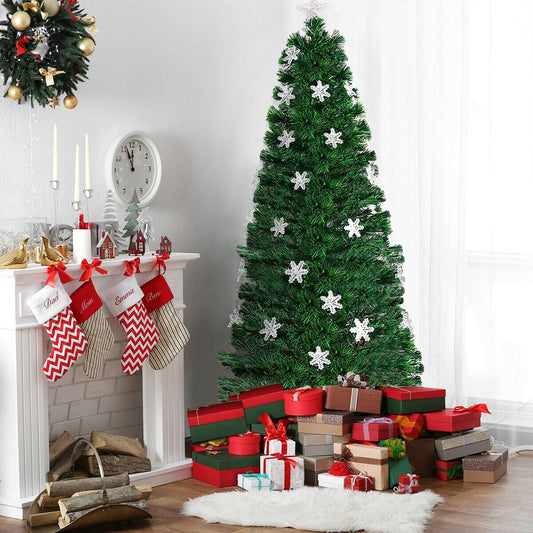 4 / 5 / 6 Feet LED Optic Artificial Christmas Tree with Snowflakes, Green Christmas Tree 6 ft at Gallery Canada