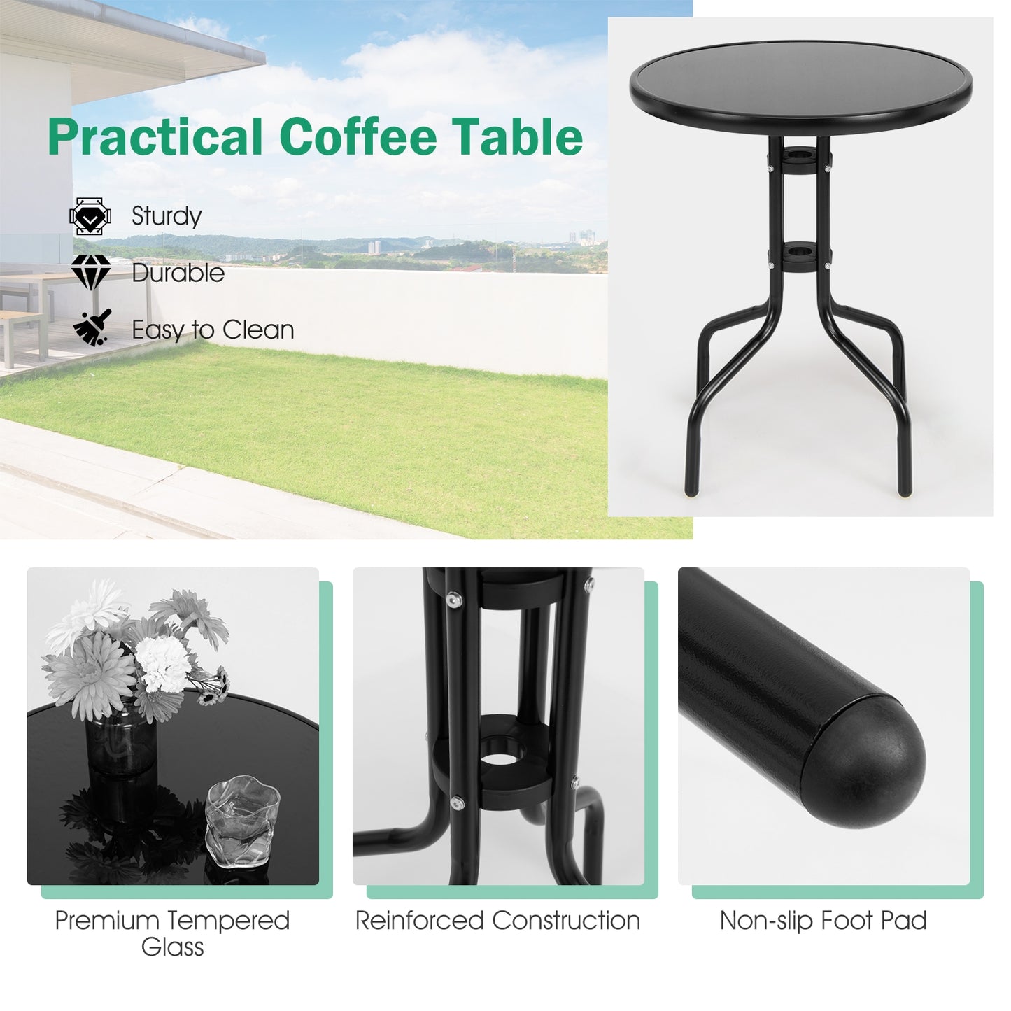 3 Piece Folding Bistro Table Chairs Set, Black Patio Conversation Sets at Gallery Canada