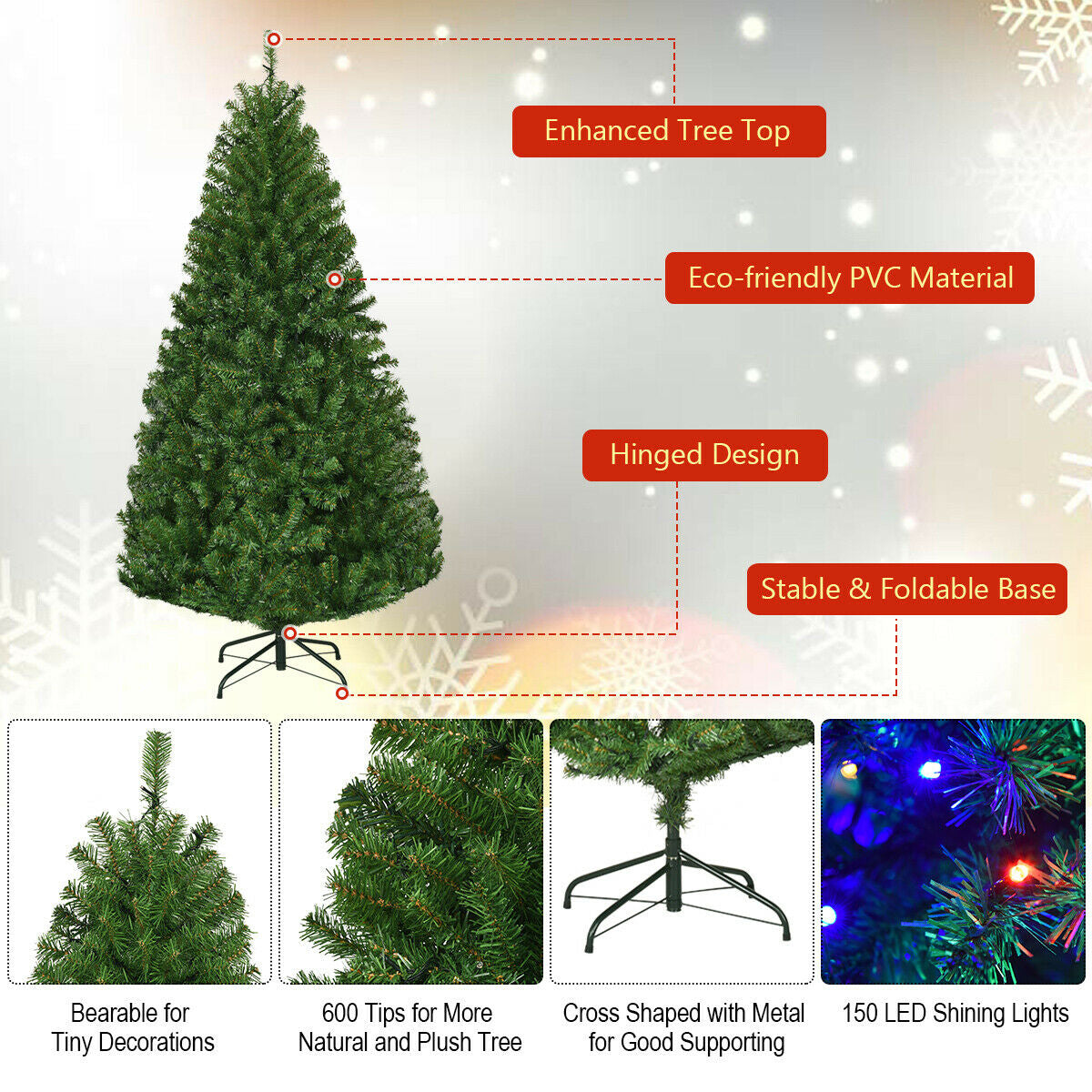 Artificial Hinged Christmas Tree, 5 ft, Green Christmas Tree at Gallery Canada