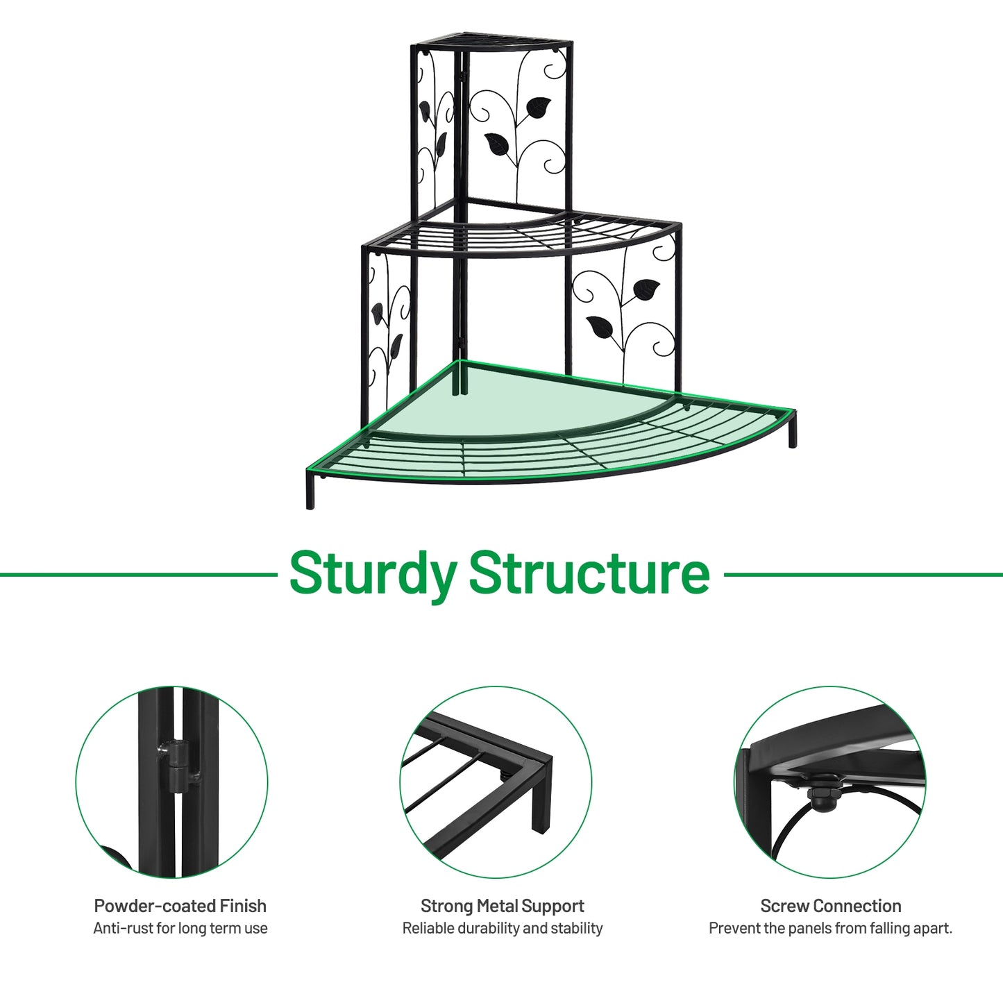 3 Tier Metal Plant Pot Rack, Black Plant Stands at Gallery Canada