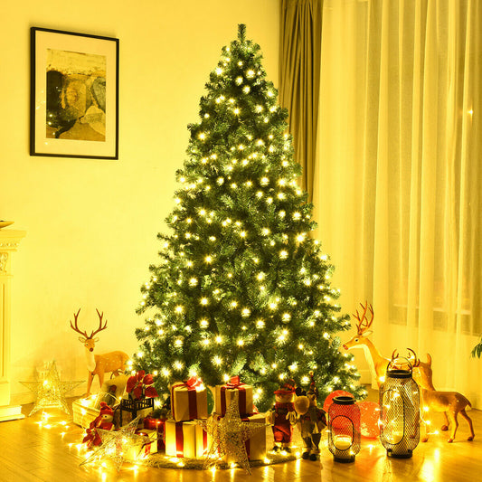 7.5 Ft PVC Artificial Christmas Tree With LED Lights, Green Christmas Tree Green at Gallery Canada