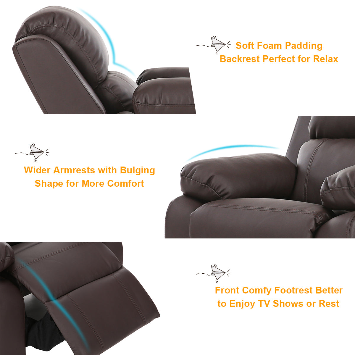 Deluxe Padded Kids Sofa Armchair, Recliner Headrest, Storage Arm, Brown Kids Chairs & Seating at Gallery Canada