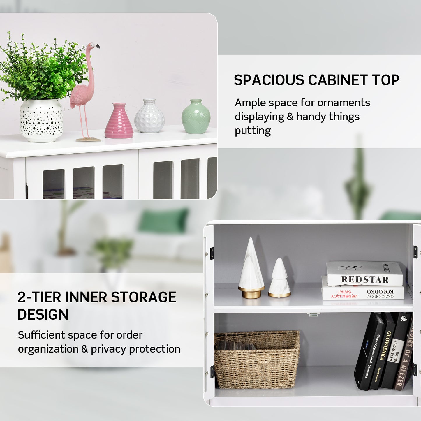 Glass Door Sideboard Console Storage Buffet Cabinet, White Sideboards Cabinets & Buffets at Gallery Canada