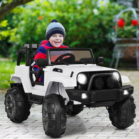 12V Kids Remote Control Truck, LED Lights, White
