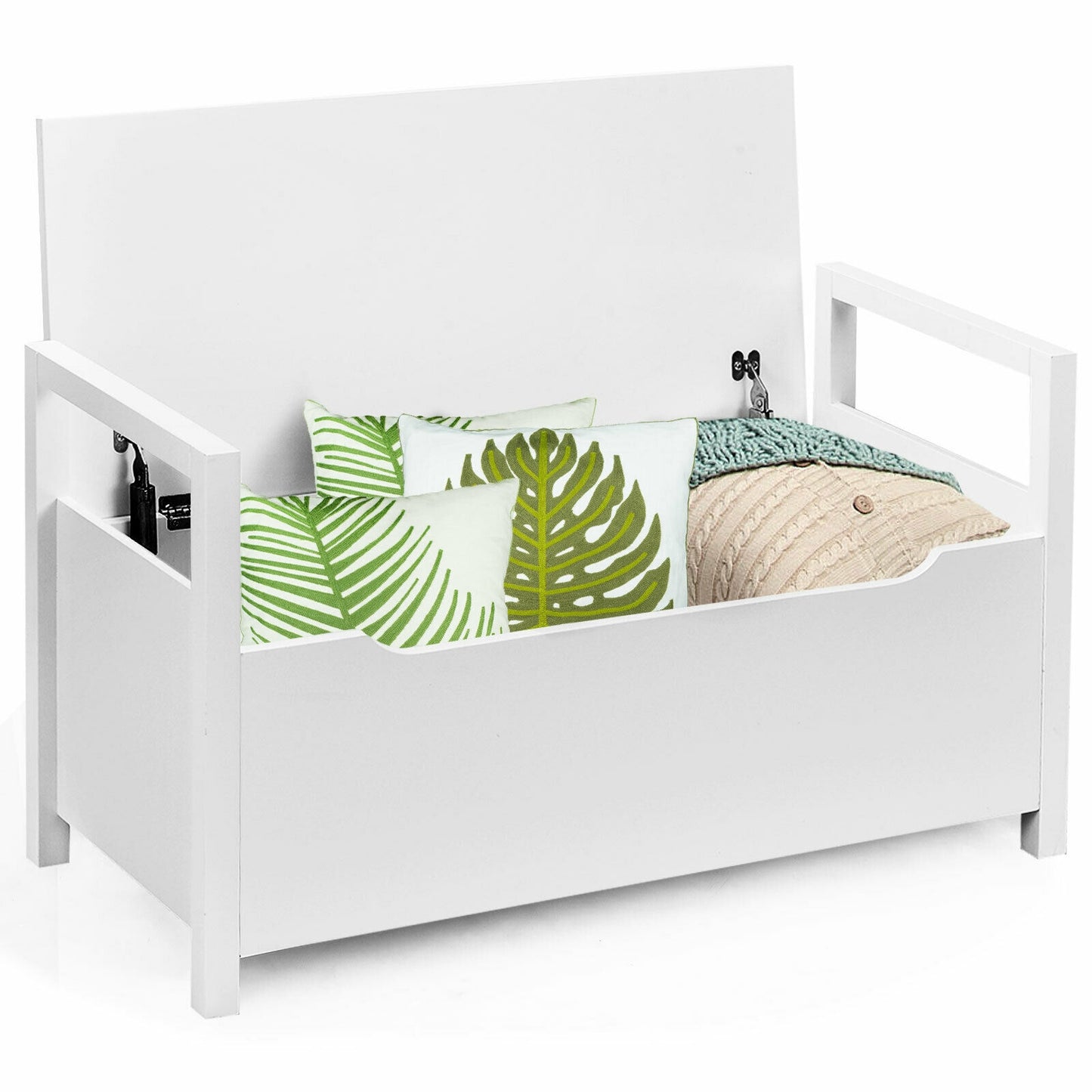 34.5 ×15.5 ×19.5 Inch Shoe Storage Bench, Cushion Seat, White Shoe Racks & Storage Benches at Gallery Canada