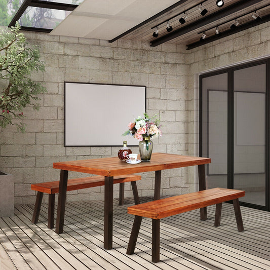 Rectangular Acacia Wood Dining Table, Brown Patio Dining Tables Brown at Gallery Canada