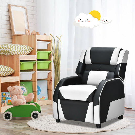 Kids Youth PU Leather Gaming Sofa Recliner, White Kids Chairs & Seating White at Gallery Canada