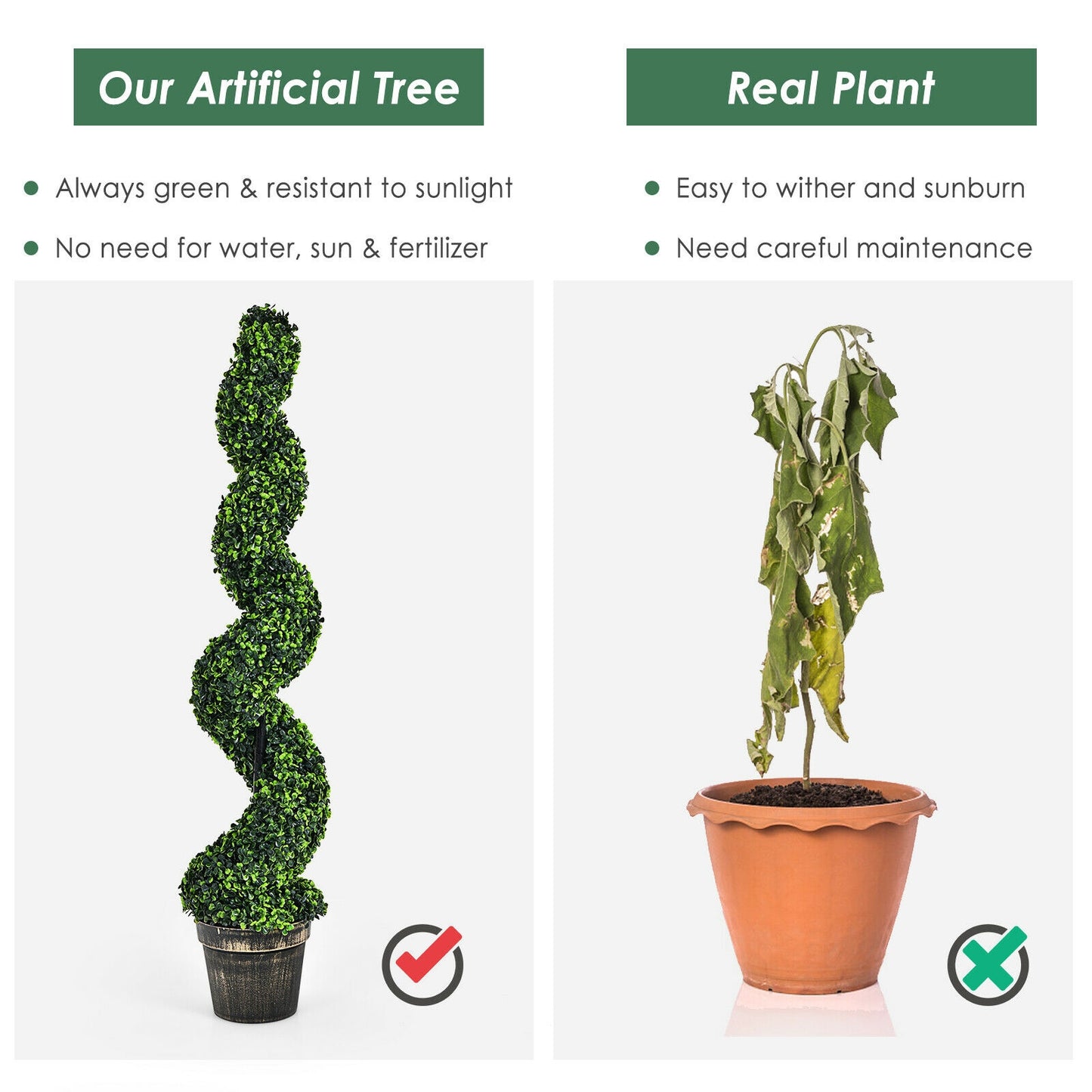 2 Pack 4 Feet Artificial Spiral Boxwood Topiary, Green Faux Plants at Gallery Canada