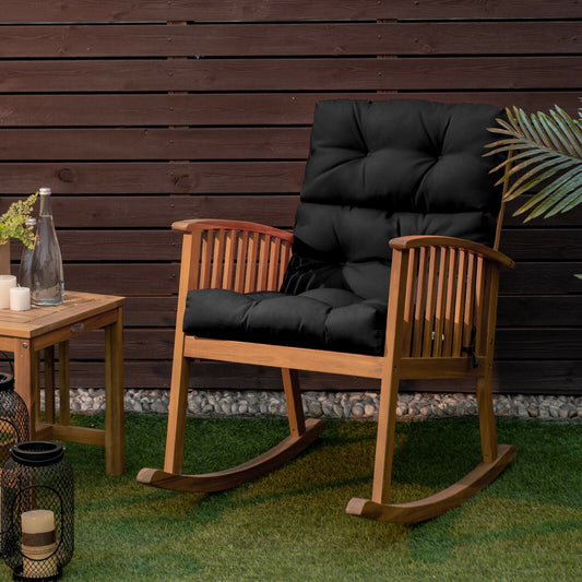 22 x 44 Inch Tufted Outdoor Patio Chair Pad, Black Outdoor Furniture Accessories Black at Gallery Canada