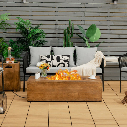 48 x 27Inch Outdoor Gas Fire Pit Table, 50 000 BTU, Brown Fire Pits Brown at Gallery Canada