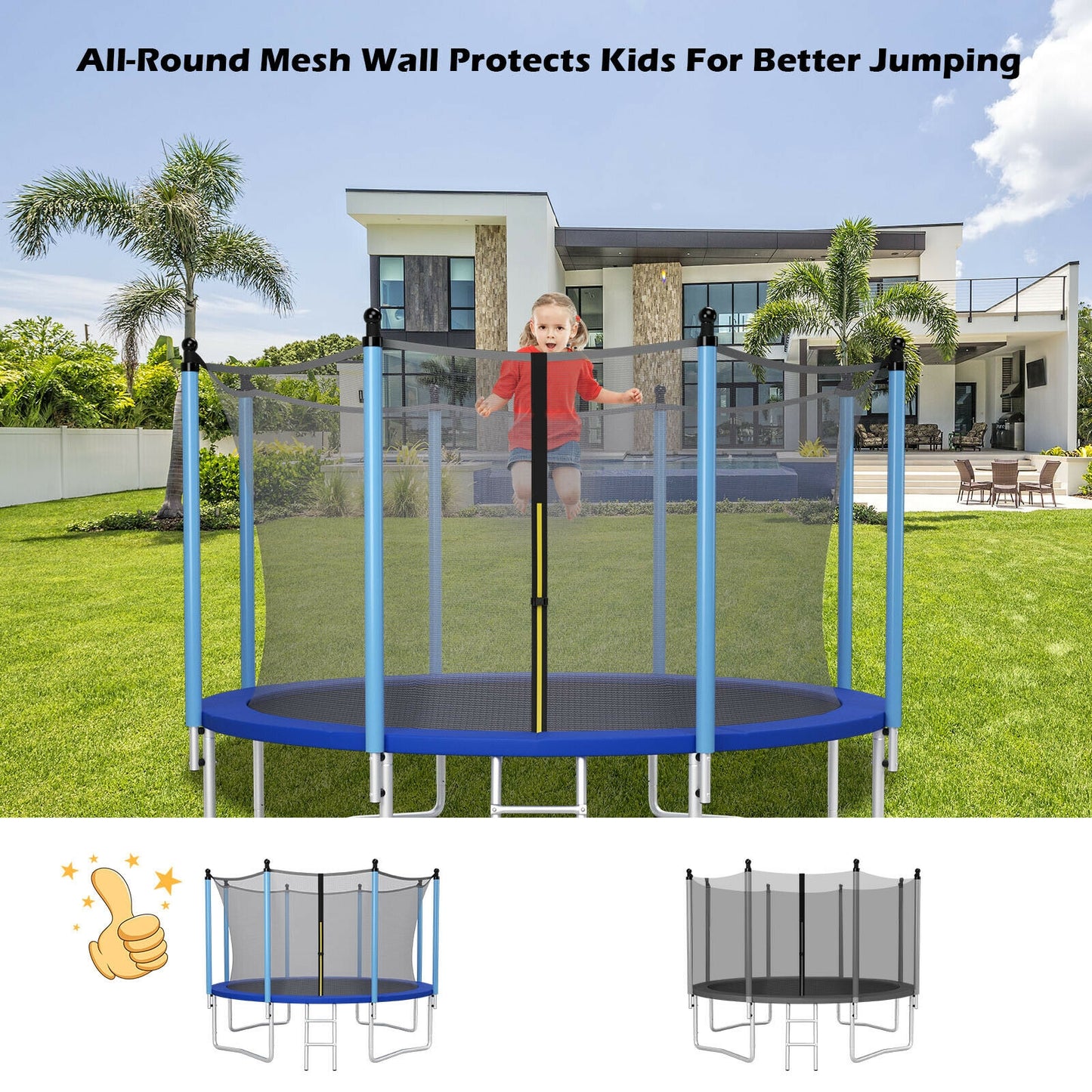 12Ft Replacement Weather-Resistant Trampoline Safety Enclosure Net, Black Trampoline Accessories at Gallery Canada