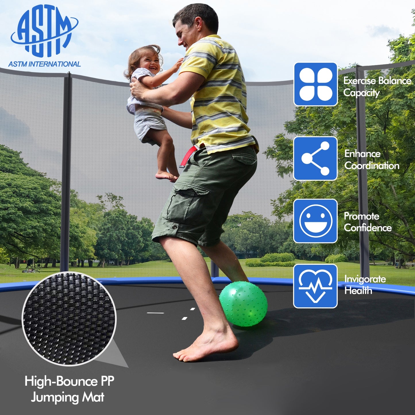 Trampoline Extérieur 16 Ft, Avec Filet de Sécurité et Échelle, Noir
