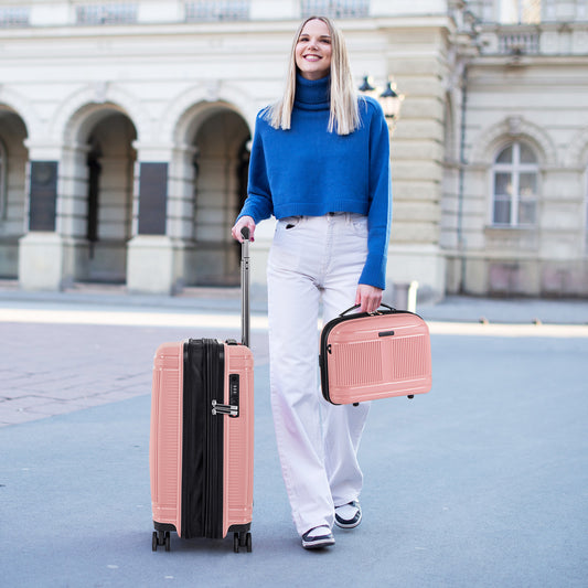 2-Piece Luggage Set, 20 Inch Carry-On, 14 Inch Cosmetic Case, Pink Camping Pink at Gallery Canada