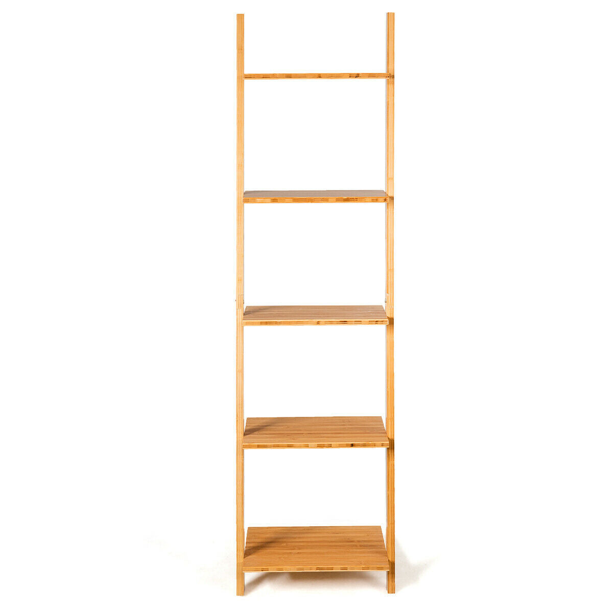 5-Tier Ladder Shelf Modern Bamboo Leaning Bookshelf Ladder Bookcase, Natural Bookcases at Gallery Canada
