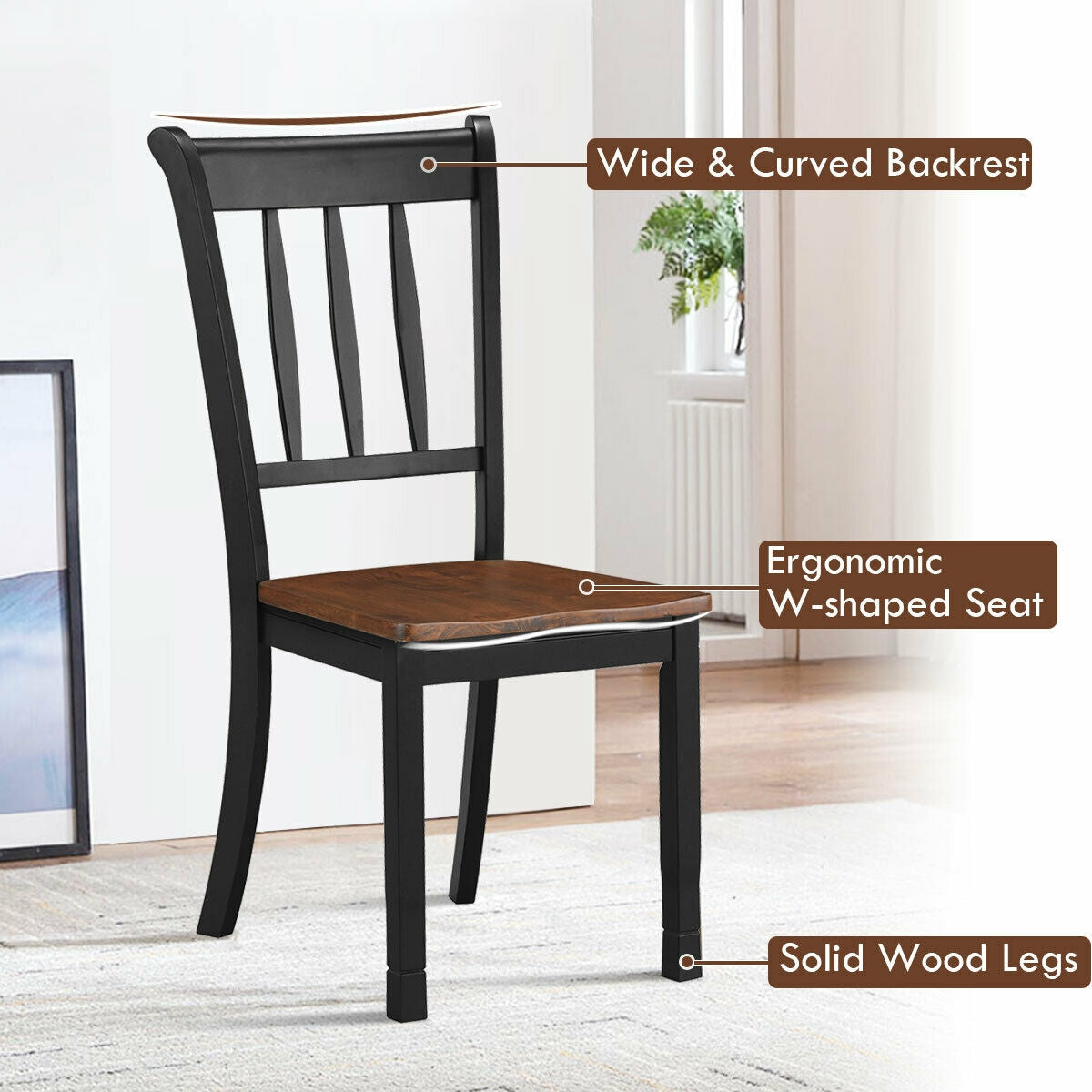 2 Solid Spindle Back Wood Dining Chairs, Black Dining Chairs at Gallery Canada