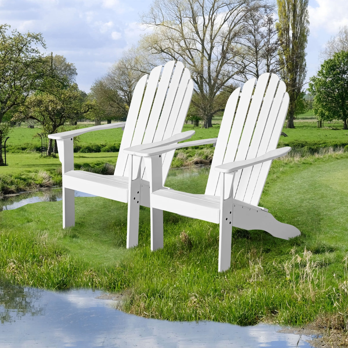 Acacia Wood Outdoor Adirondack Chair with Ergonomic Design, White Adirondack Chairs at Gallery Canada