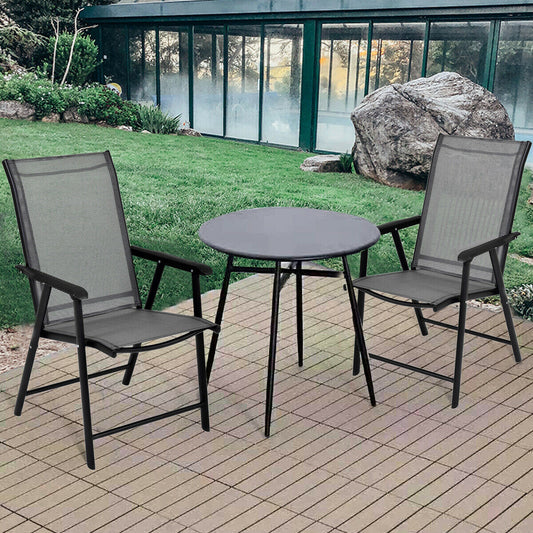 Set of 2 Outdoor Patio Folding Chairs, Gray Patio Dining Chairs Gray at Gallery Canada