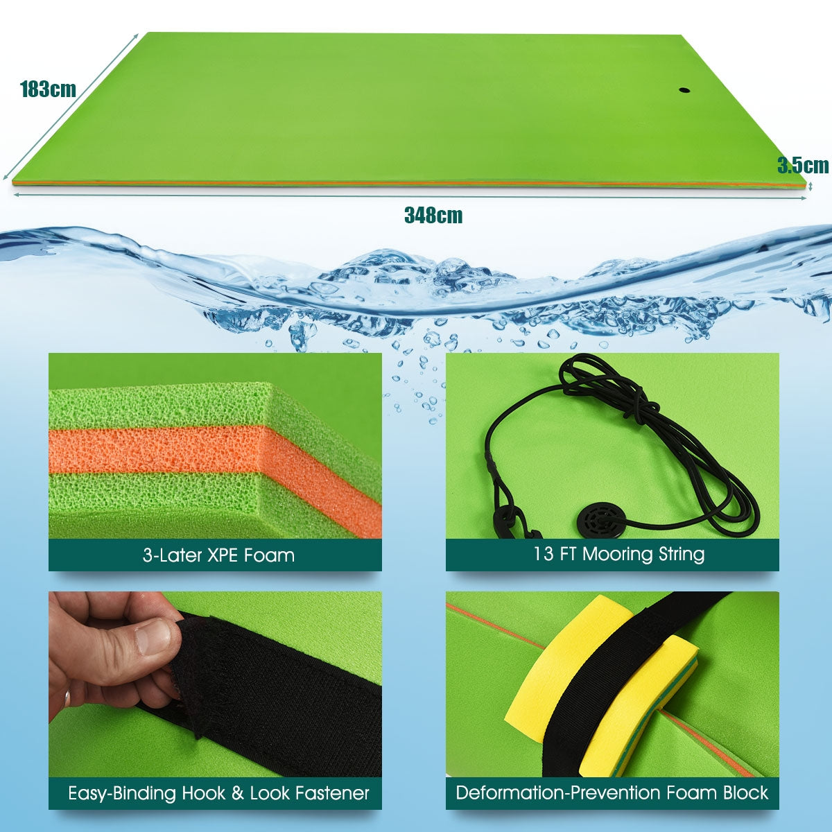 12' X 6' Floating Water Pad, 3 Layer, Green Swimming at Gallery Canada