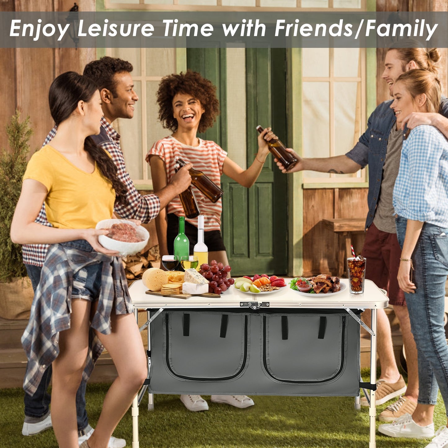 Adjustable Folding Camping Table, Gray Camping Furniture at Gallery Canada