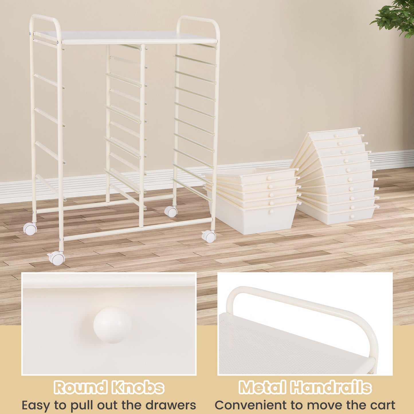 15-Drawer Utility Rolling Organizer Cart Multi-Use Storage, White File Cabinets at Gallery Canada
