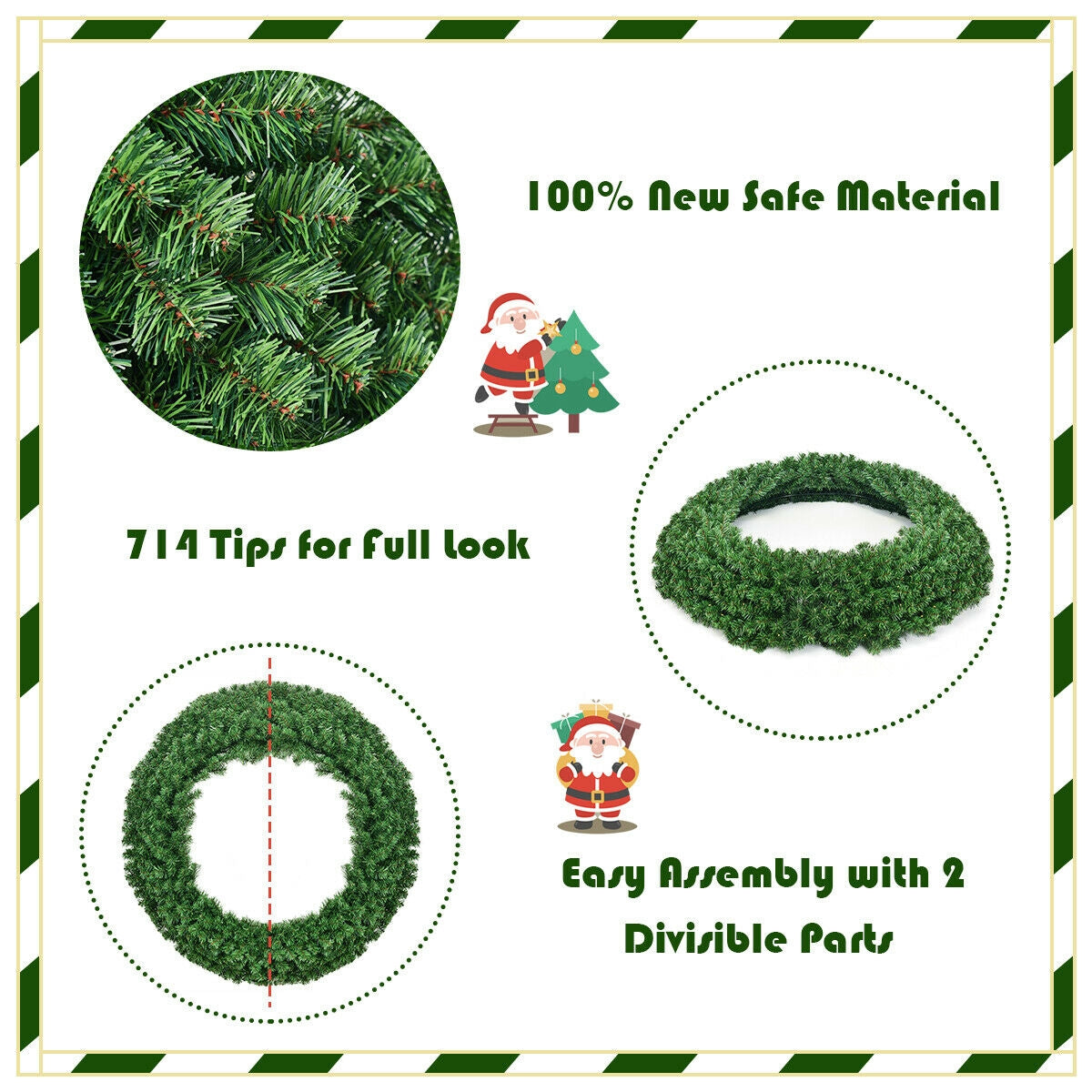 48 Inch Pre-Lit Cordless Artificial Christmas Wreath, Green Christmas Decor & Accessories at Gallery Canada
