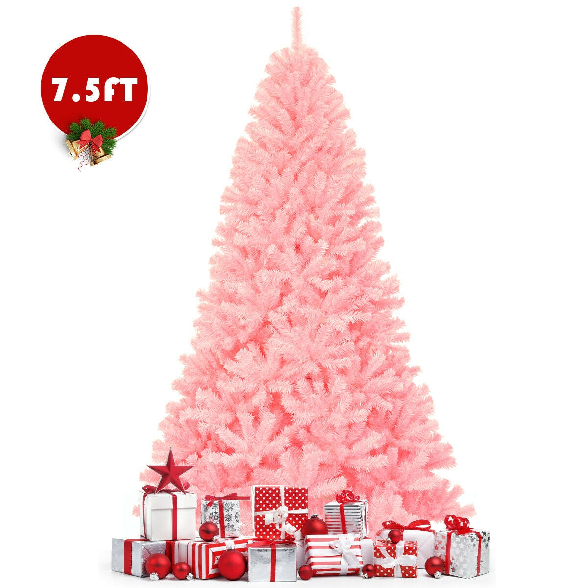 7.5 Feet Hinged Artificial Christmas Tree Full Fir Tree, Pink Christmas Tree at Gallery Canada