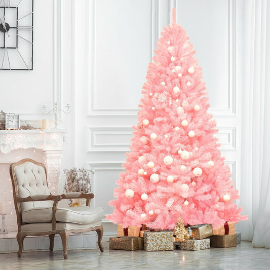 7.5 Feet Artificial Christmas Tree, Fir, Pink