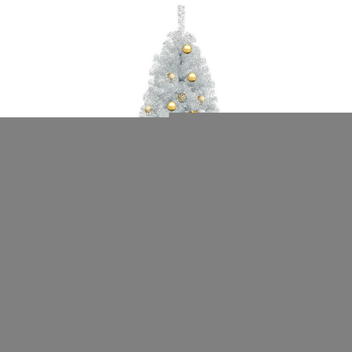 7.5 Ft Hinged Unlit Artificial Silver Tinsel Christmas Tree, Silver Christmas Tree at Gallery Canada