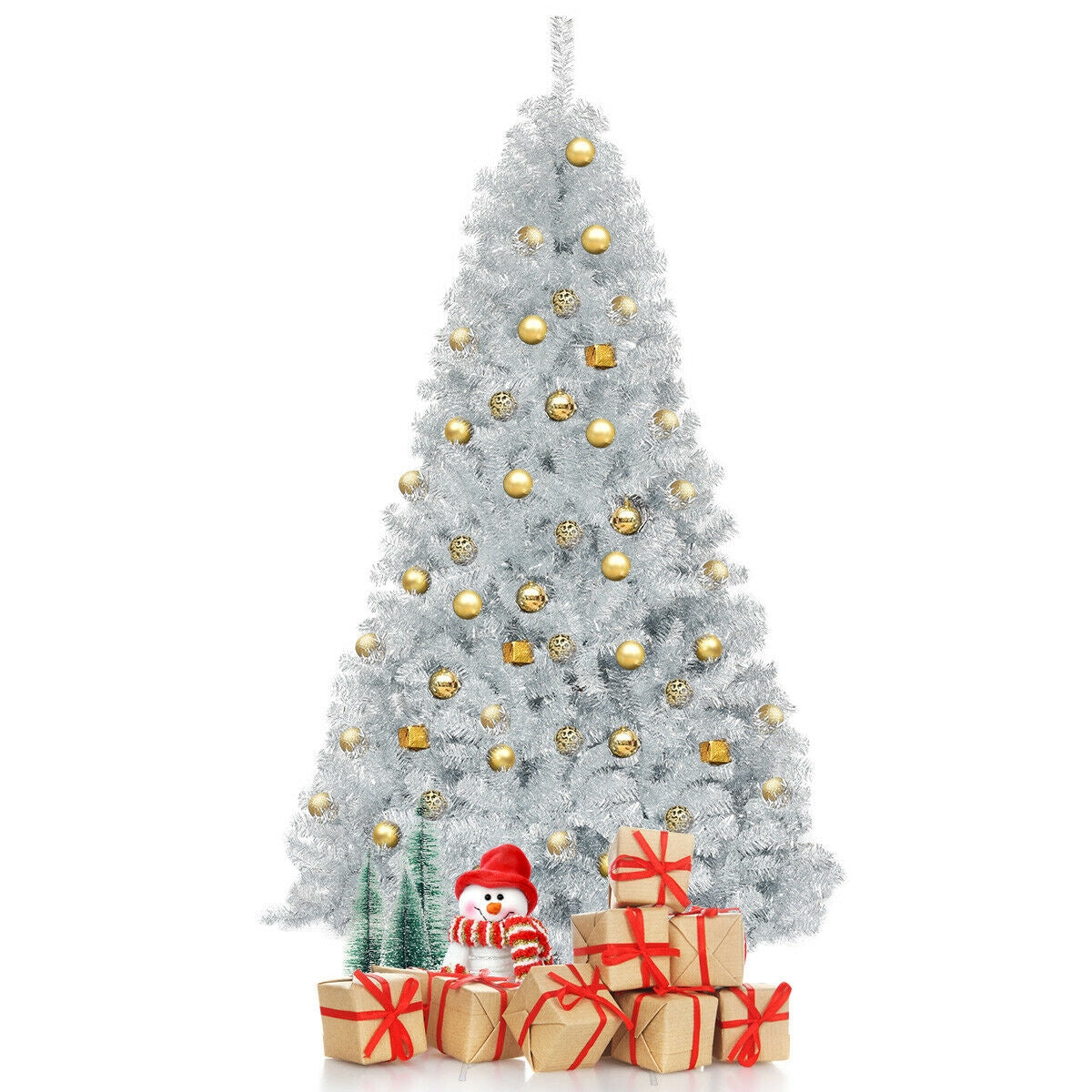 7.5 Ft Tinsel Artificial Christmas Tree, Silver