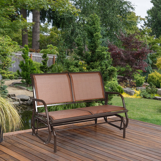 Swing Glider Chair, 48 Inch, Loveseat Rocker Lounge, Brown Patio Rocking Chairs & Gliders Brown at Gallery Canada