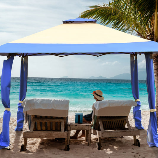 13 Feet x 13 Feet Pop Up Canopy Tent, Instant Outdoor Folding Shelter, Blue Gazebos Blue at Gallery Canada