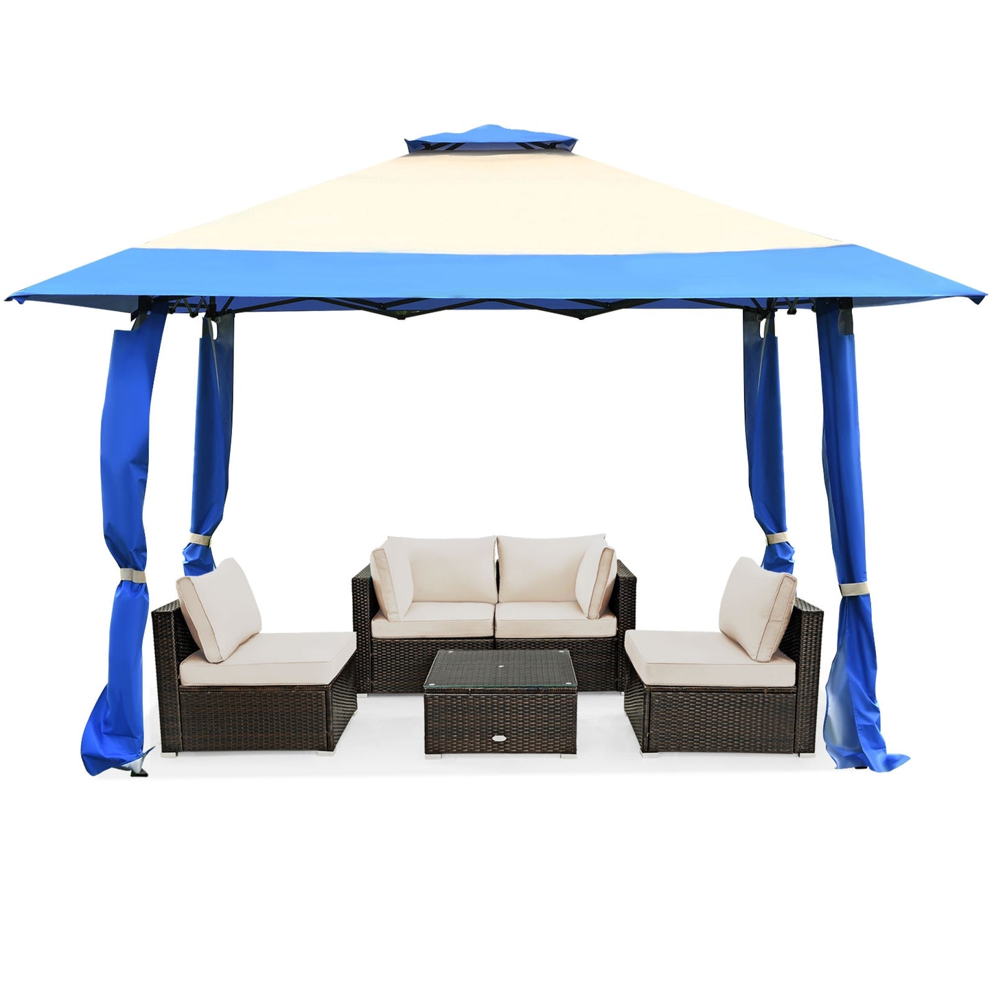 13 Feet x 13 Feet Pop Up Canopy Tent Instant Outdoor Folding Canopy Shelter, Blue Gazebos at Gallery Canada