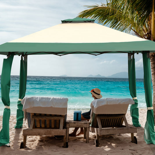 13 Feet x 13 Feet Pop Up Canopy Tent Instant Outdoor Folding Canopy Shelter, Green Gazebos Green at Gallery Canada