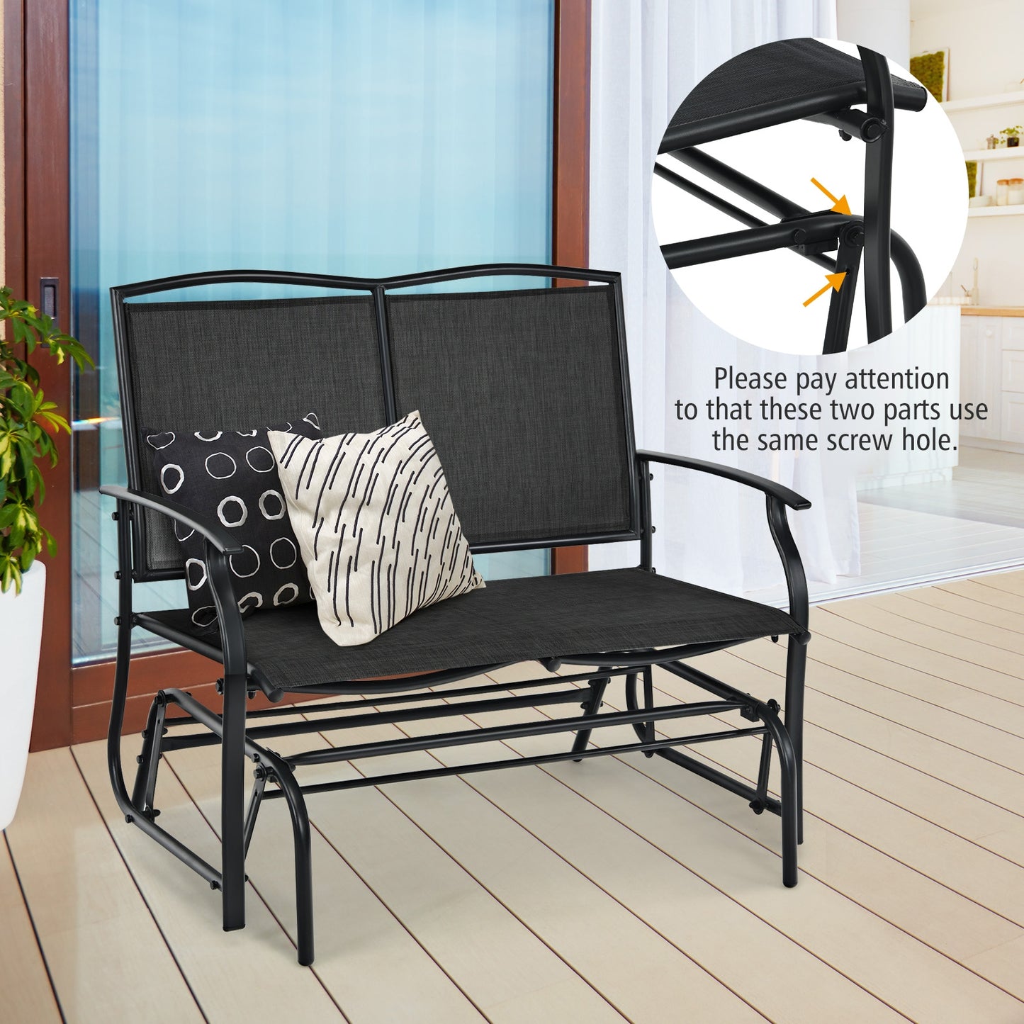 Iron Patio Rocking Chair, Black