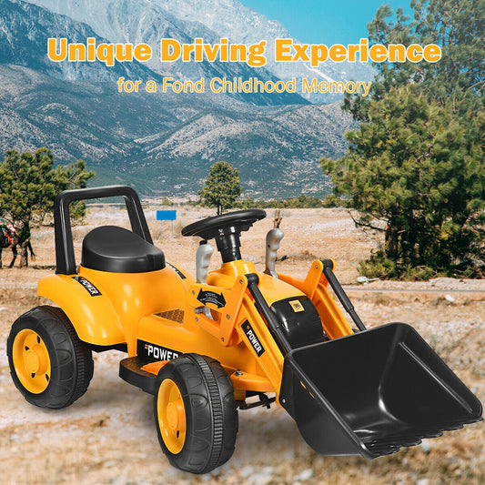Kids Ride On Excavator Digger, 6V Battery Powered Tractor, Yellow Powered Ride On Toys Yellow at Gallery Canada