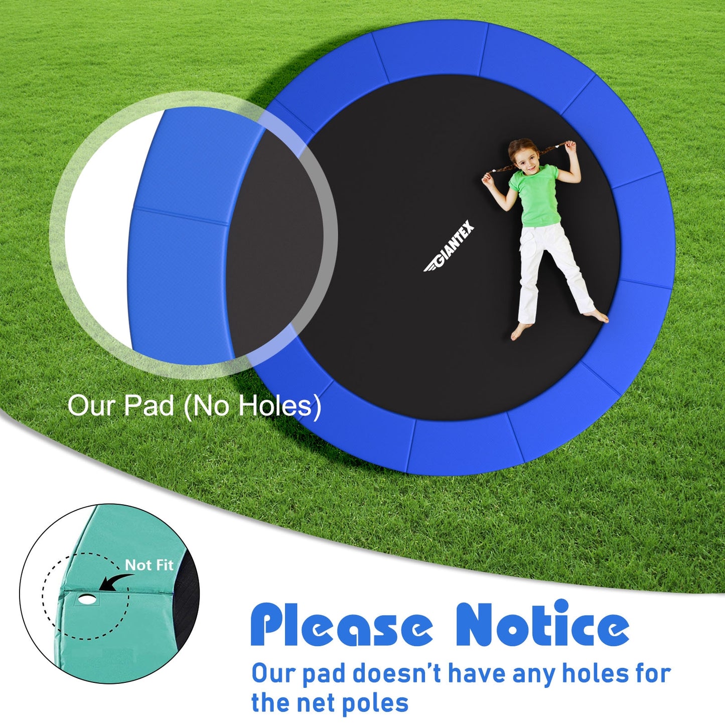 10 Feet Spring Cover Trampoline Replacement Safety Pad, Blue Trampoline Accessories at Gallery Canada