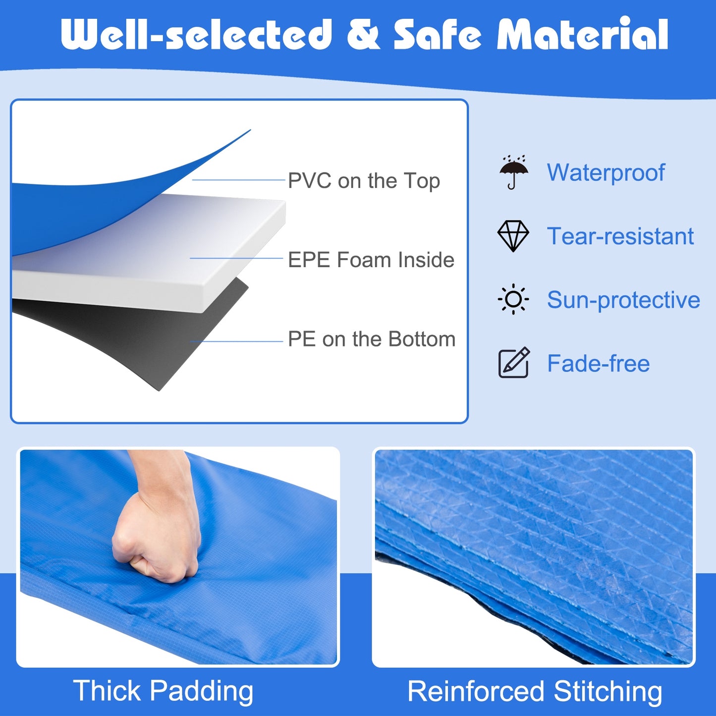 8 Feet Trampoline Spring Safety Cover without Holes, Multicolor Trampoline Accessories at Gallery Canada