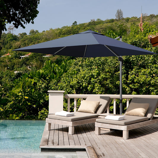 10 Feet 360° Tilt Aluminum Square Patio Umbrella, Navy Outdoor Umbrellas Navy at Gallery Canada