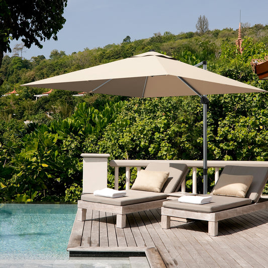 10 ft 360 Degree Tilt Aluminum Square Patio Umbrella, Beige Outdoor Umbrellas Beige at Gallery Canada