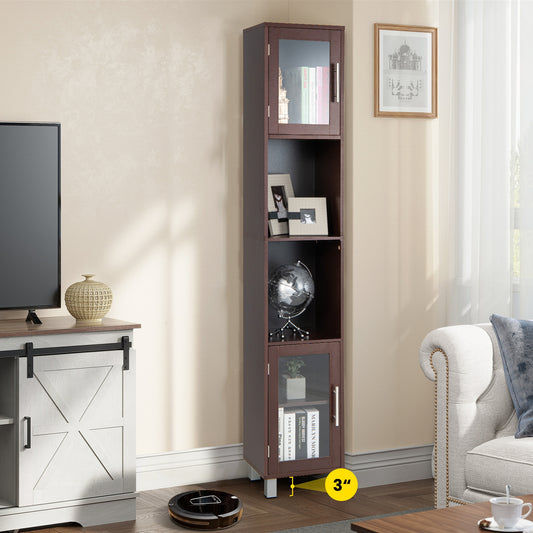 71 Inch Tall Bathroom Storage Cabinet, Brown Floor Cabinets Brown at Gallery Canada