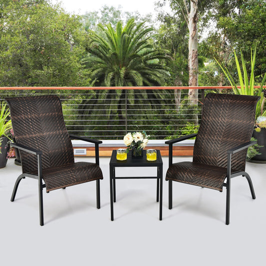 3-Piece Patio Rattan Bistro Set, Brown