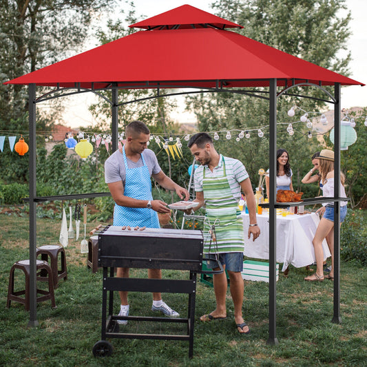 8 x 5 Feet Outdoor BBQ Grill Gazebo, Dark Red Gazebos Dark Red at Gallery Canada
